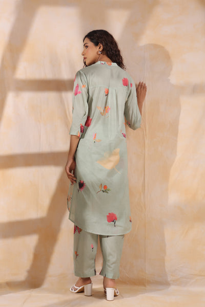 Sprinkle floral mint green mul cotton kurta pant set