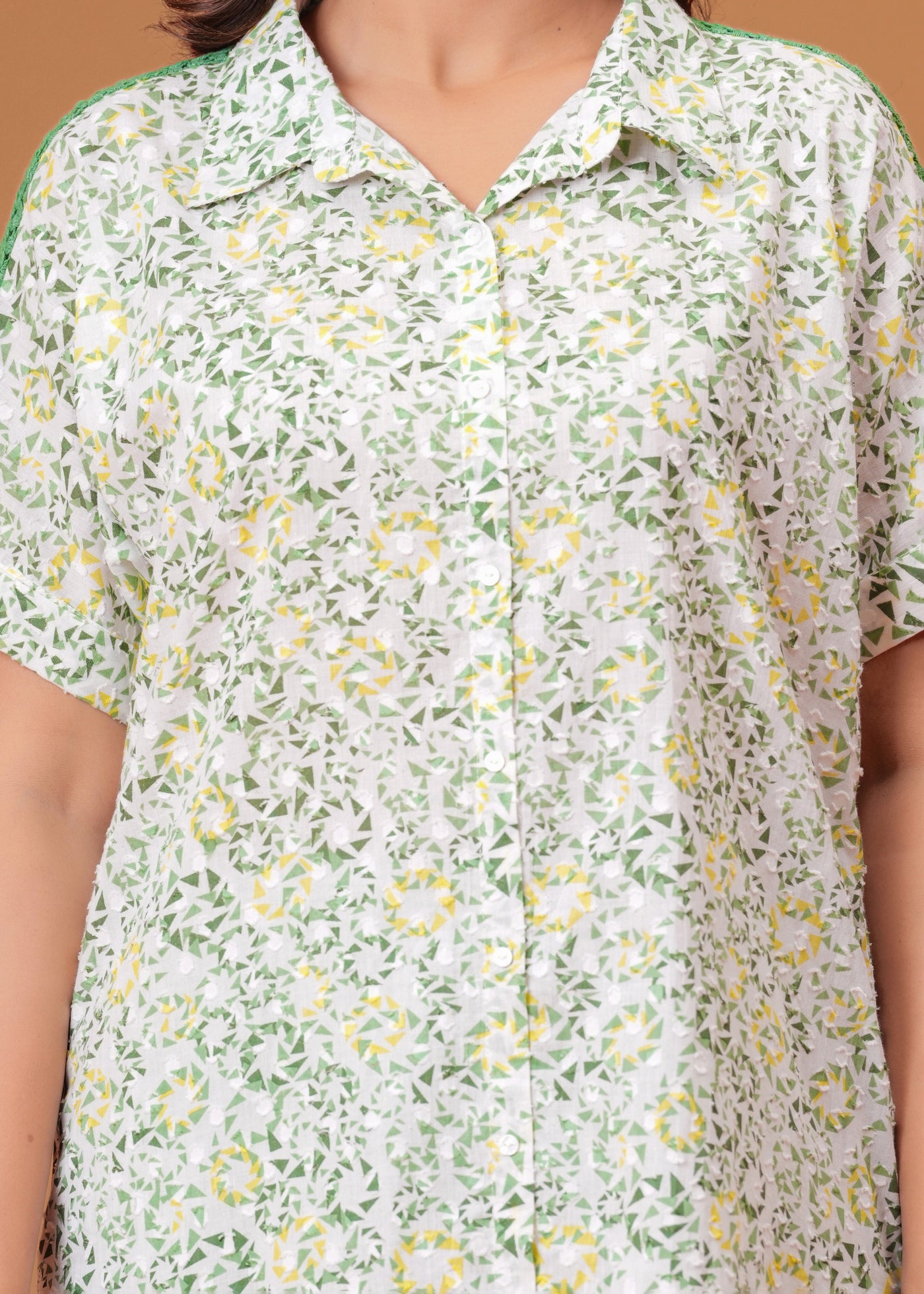 Spring Green Cotton Kurta Set with Back Lace