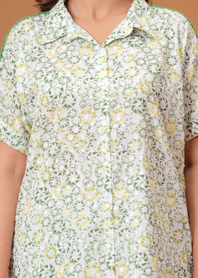 Spring Green Cotton Kurta Set with Back Lace