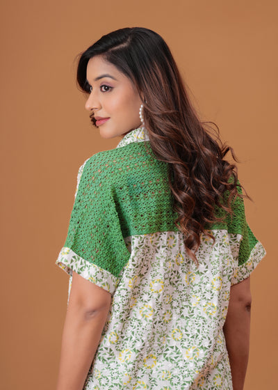 Spring Green Cotton Kurta Set with Back Lace