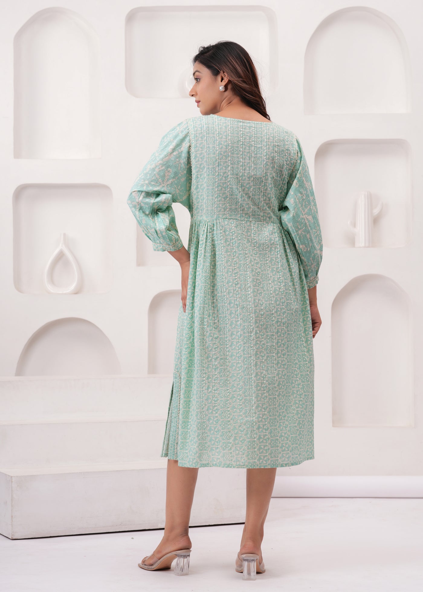 Sea Green Swing Cotton Summer Dress