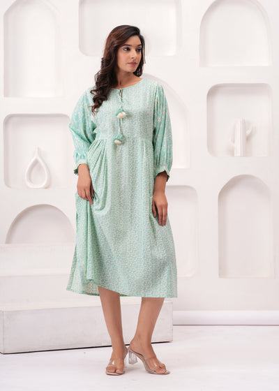 Sea Green Swing Cotton Summer Dress