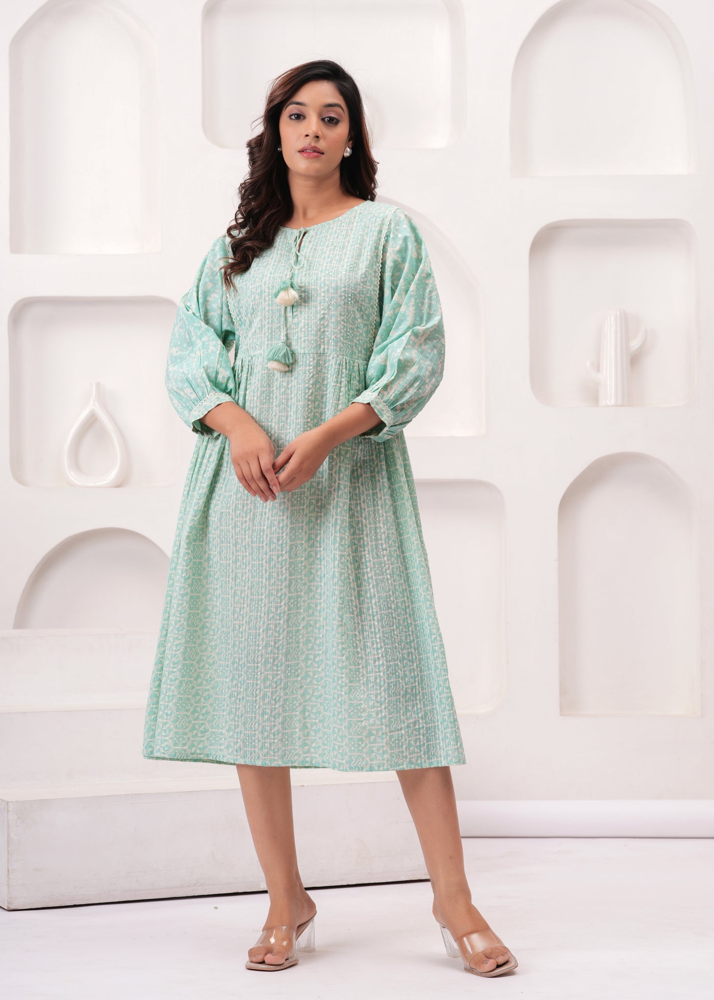 Sea Green Swing Cotton Summer Dress