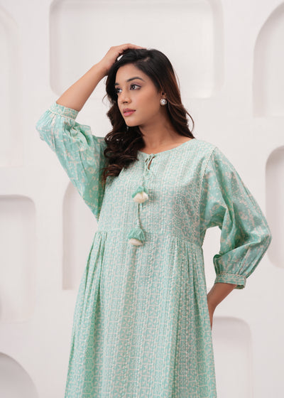 Sea Green Swing Cotton Summer Dress