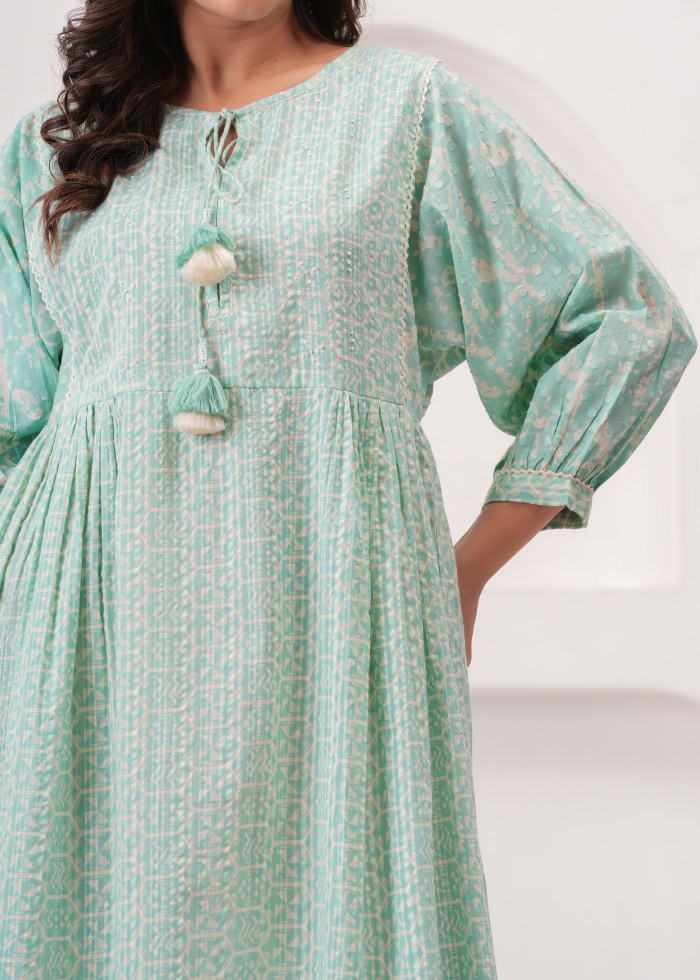 Sea Green Swing Cotton Summer Dress
