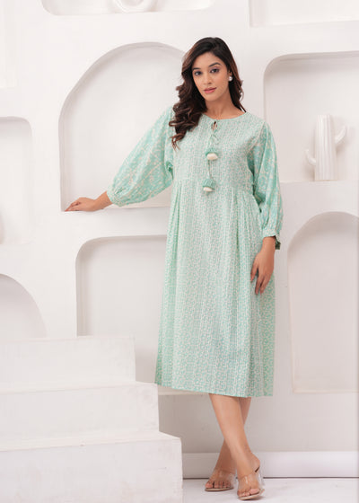 Sea Green Swing Cotton Summer Dress