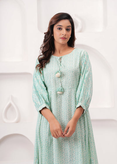 Sea Green Swing Cotton Summer Dress