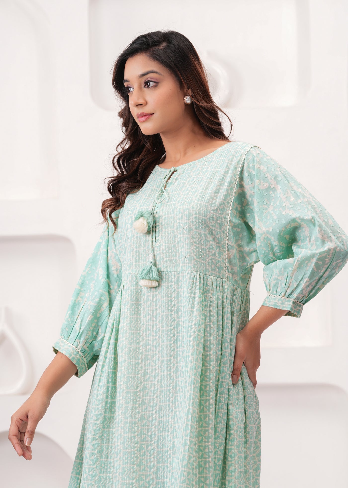 Sea Green Swing Cotton Summer Dress