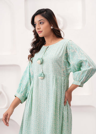 Sea Green Swing Cotton Summer Dress