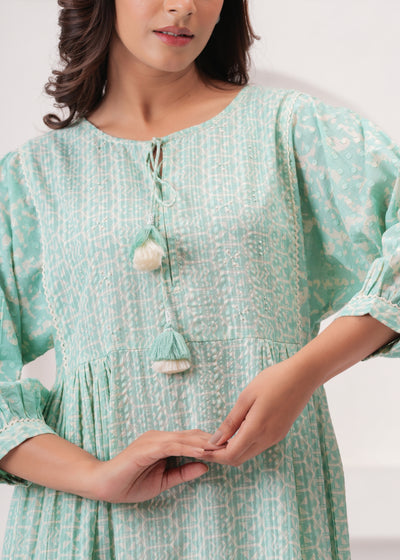 Sea Green Swing Cotton Summer Dress