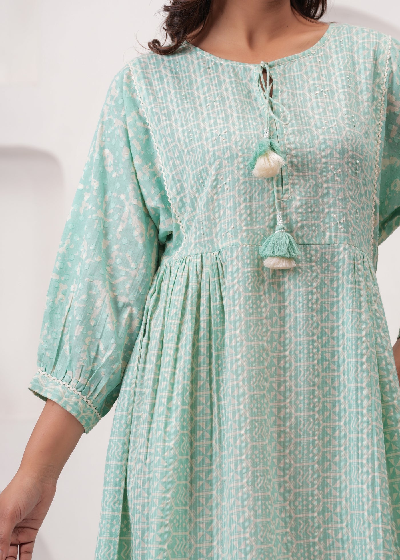 Sea Green Swing Cotton Summer Dress