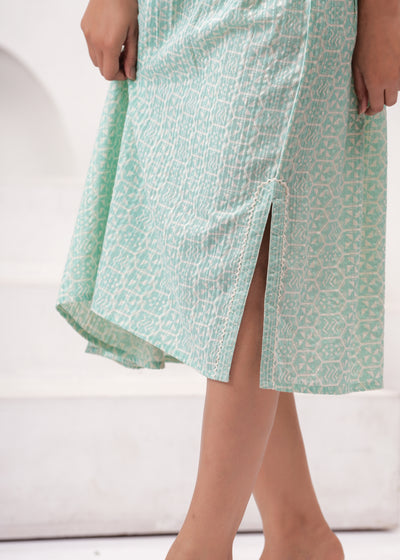 Sea Green Swing Cotton Summer Dress