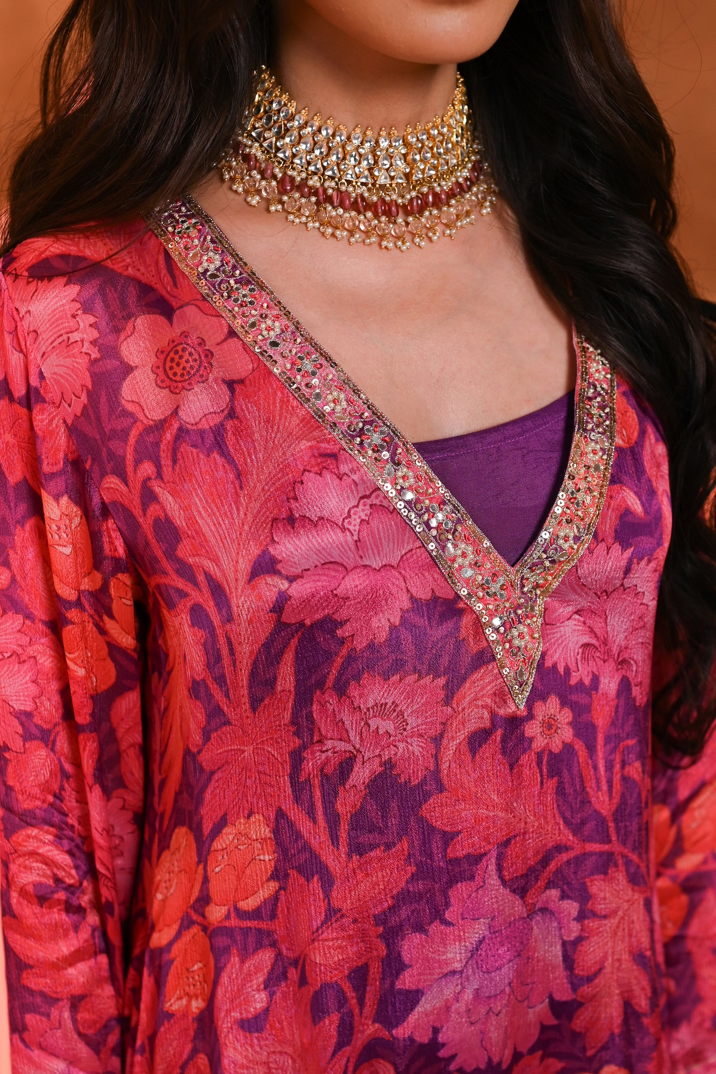 Pink and Purple Nazakat Kurta Set