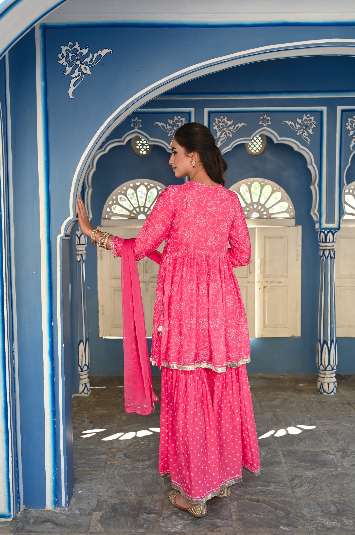 Pink Rubab Muslin Sharara Set