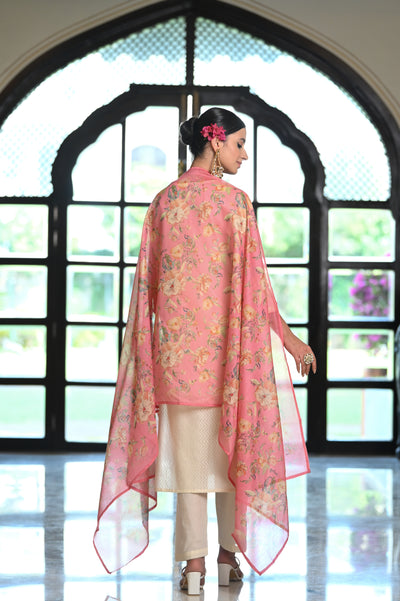 Navaazish Embroidered Kurta with Floral print Dupatta