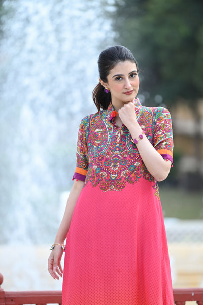 Pink Paisley Print Coordinated Kurta Set