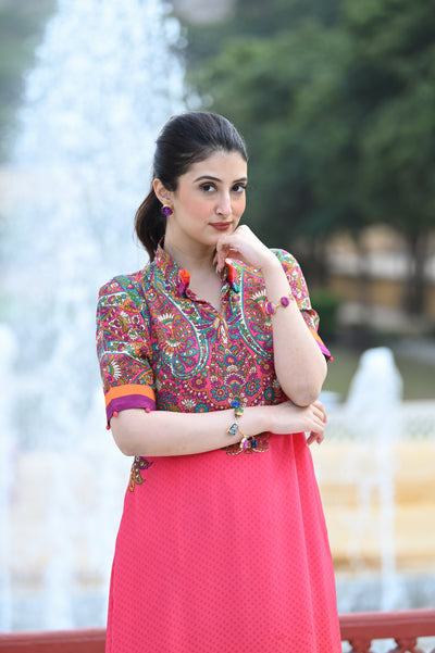 Pink Paisley Print Coordinated Kurta Set