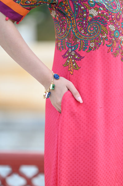 Pink Paisley Print Coordinated Kurta Set