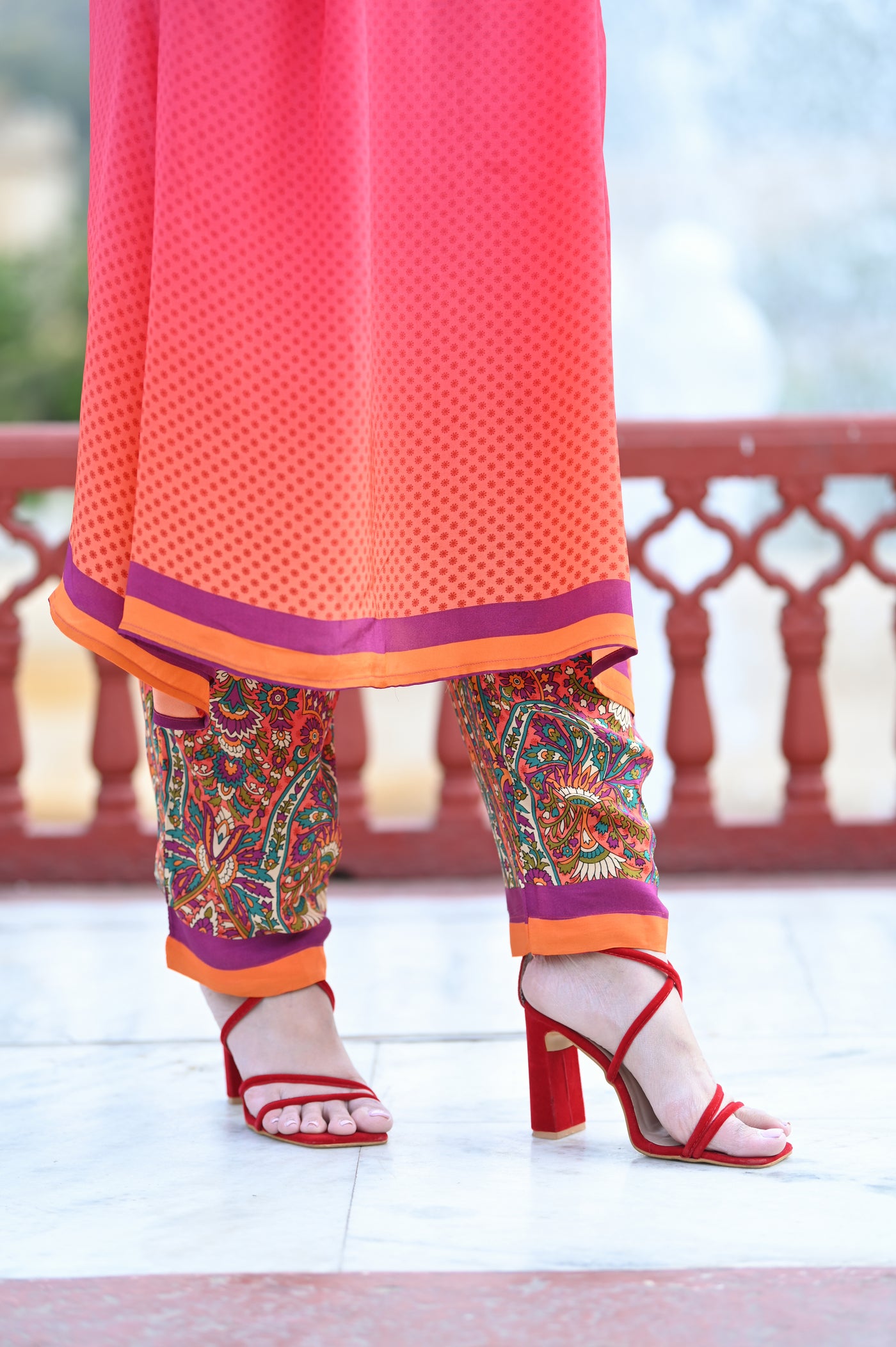 Pink Paisley Print Coordinated Kurta Set