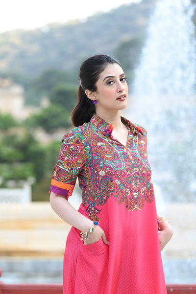 Pink Paisley Print Coordinated Kurta Set