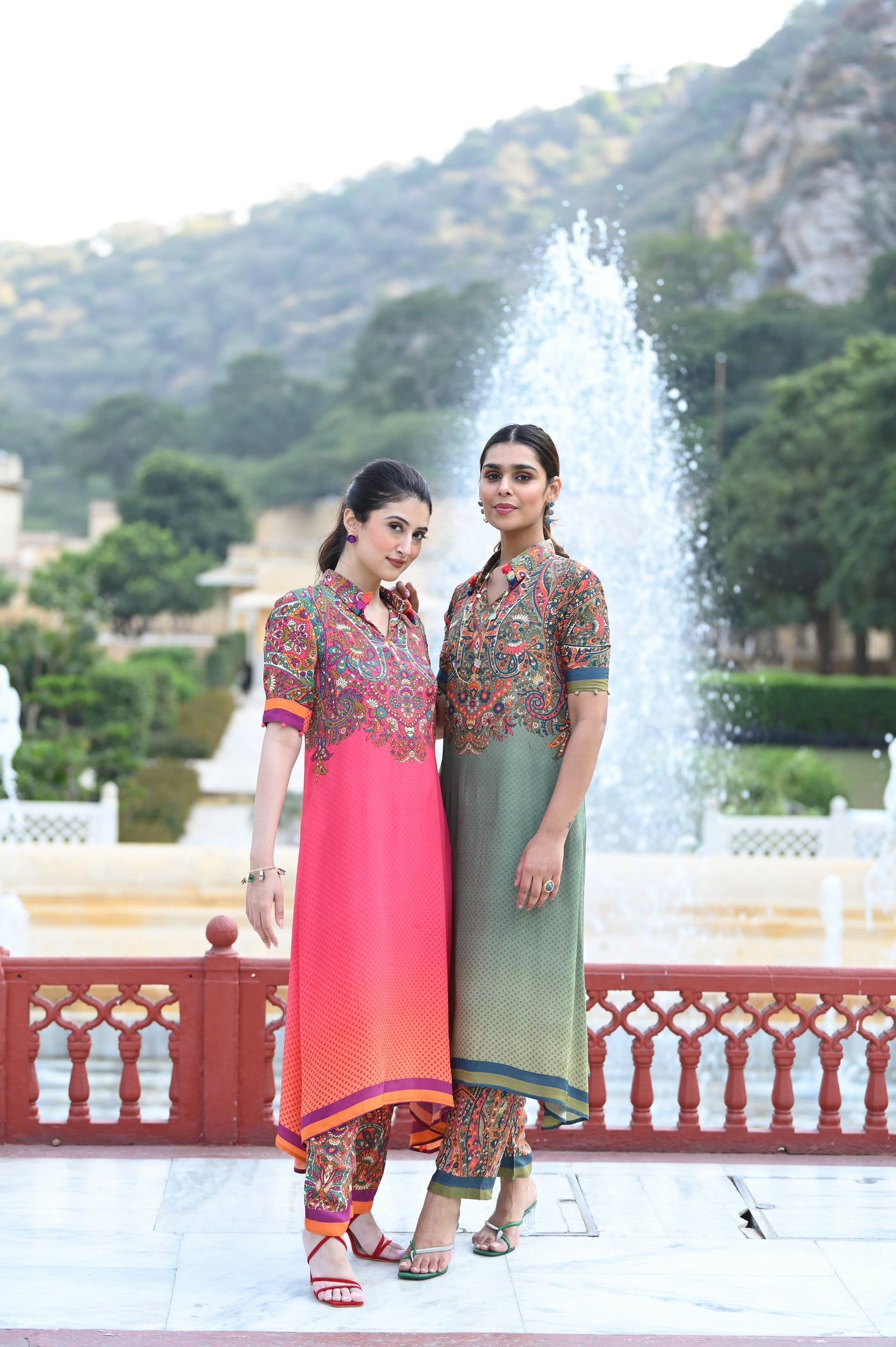 Pink Paisley Print Coordinated Kurta Set