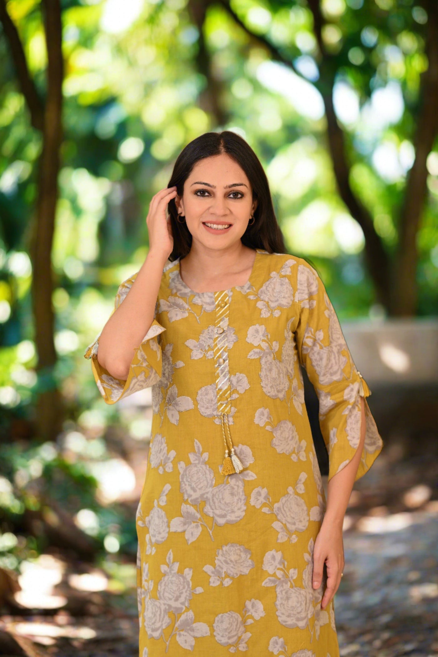 Yellow Floral Print Super Soft Cotton Kurta and Pants