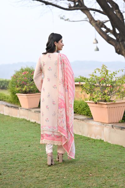 Peach and Pink Breezy Summer Lacy Suit Set