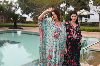 Sable Black Side Placement Panel Kaftan