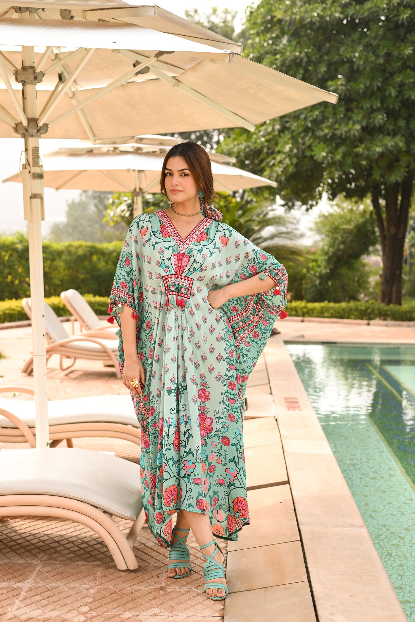 Cadmium Green Side Placement Panel Kaftan