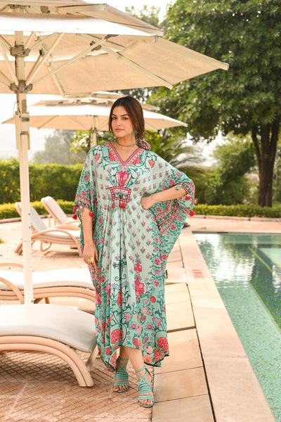 Cadmium Green Side Placement Panel Kaftan