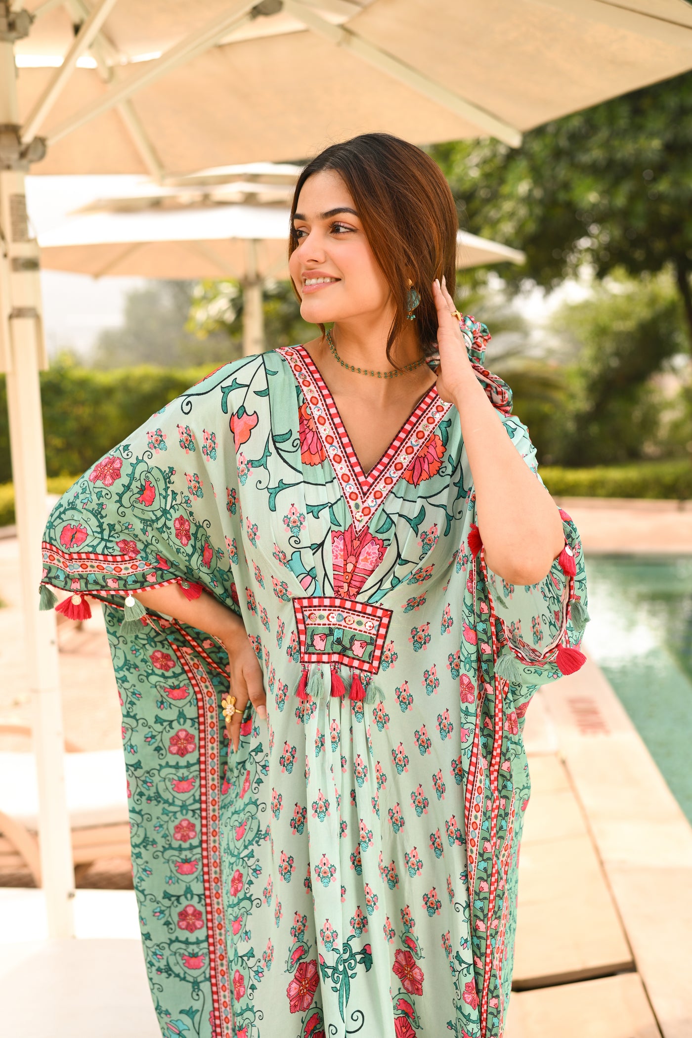 Cadmium Green Side Placement Panel Kaftan