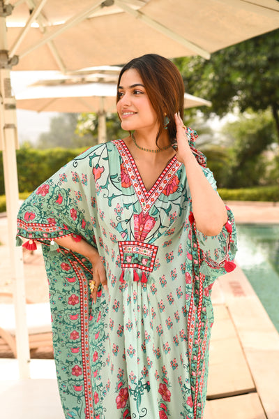 Cadmium Green Side Placement Panel Kaftan