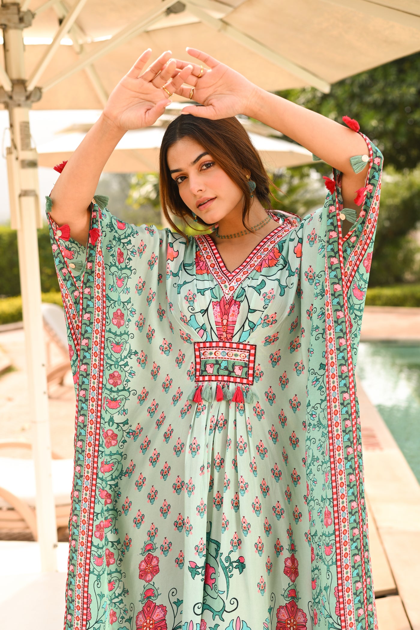 Cadmium Green Side Placement Panel Kaftan