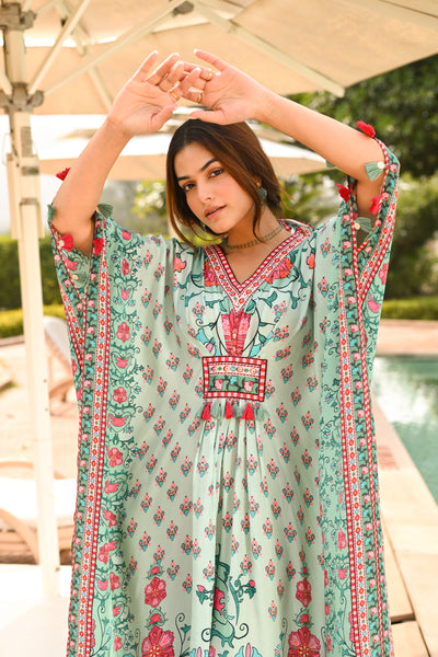 Cadmium Green Side Placement Panel Kaftan