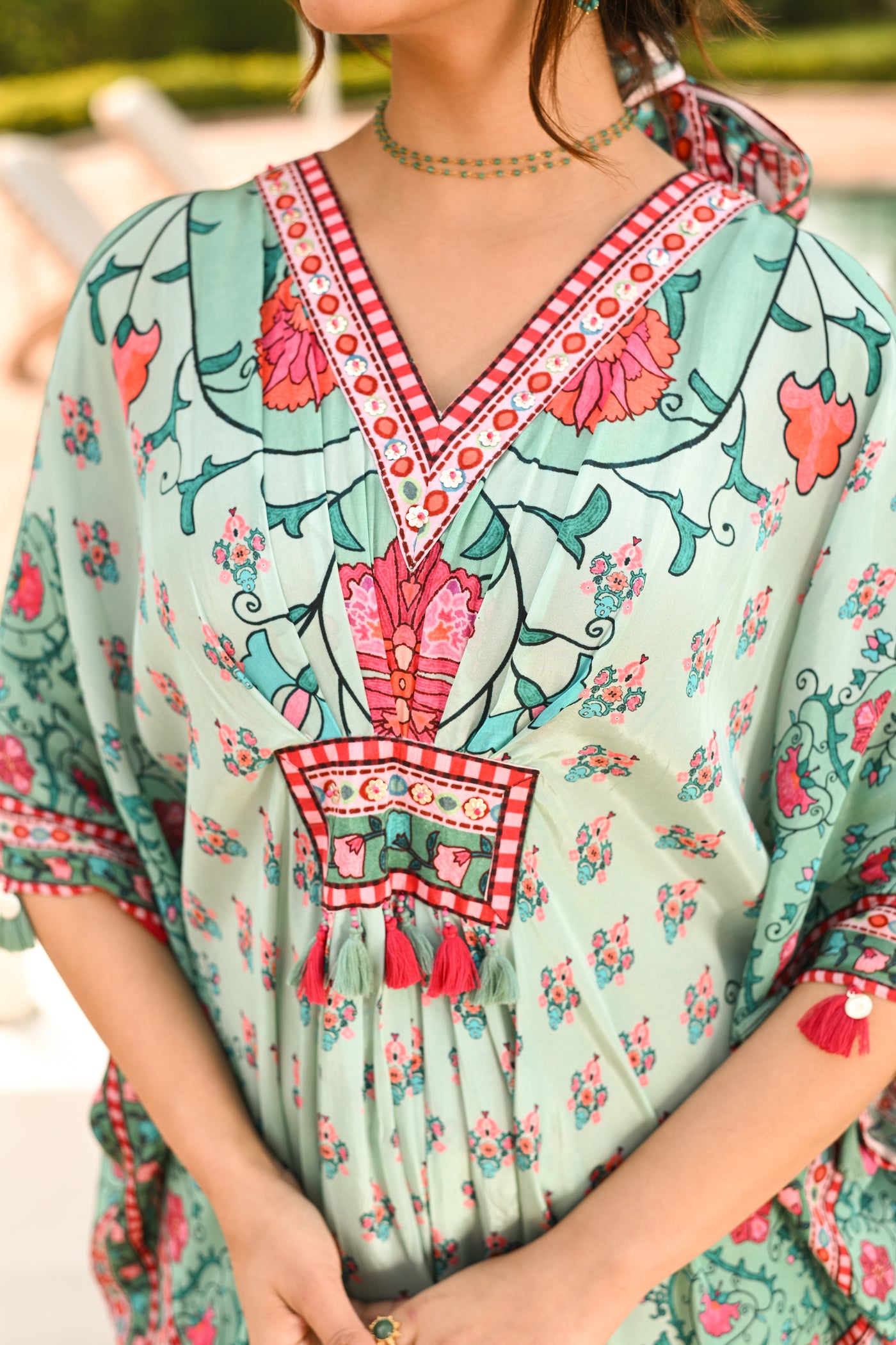 Cadmium Green Side Placement Panel Kaftan