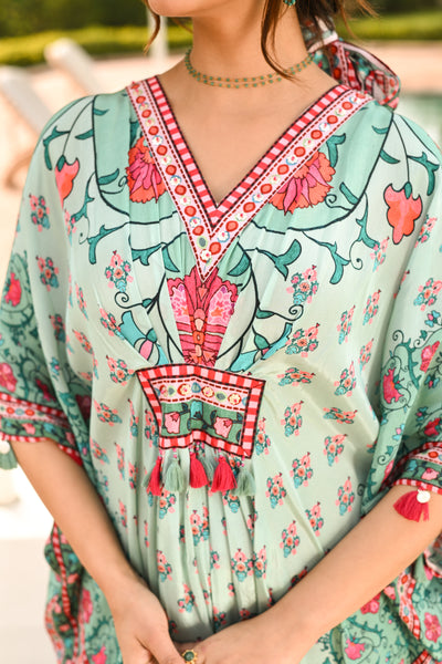 Cadmium Green Side Placement Panel Kaftan