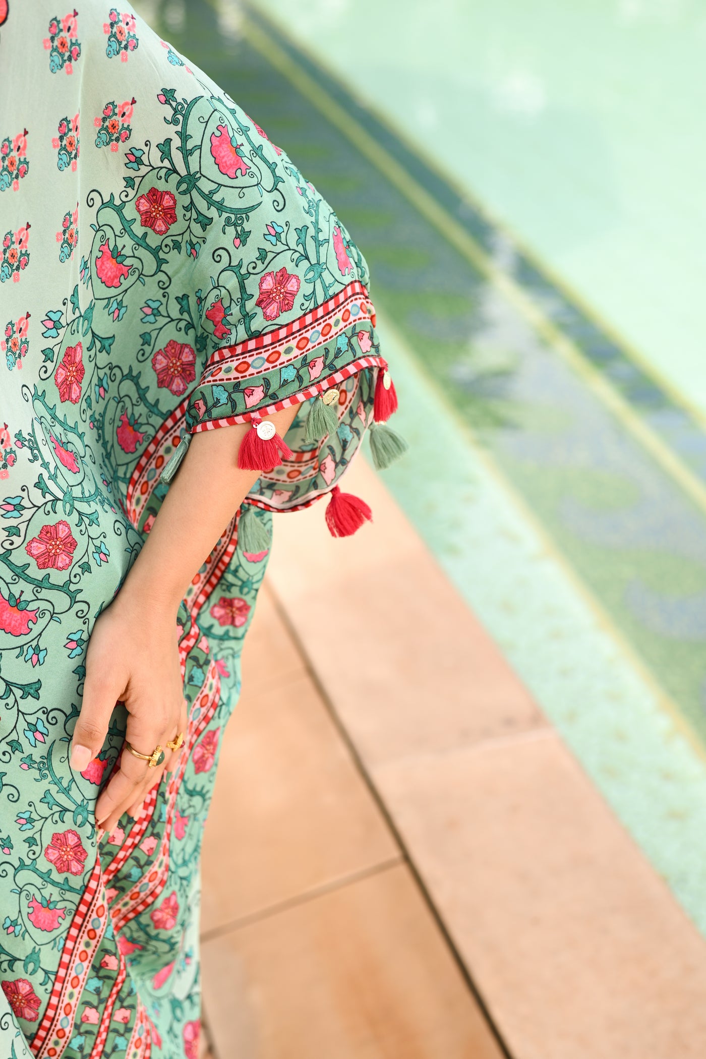 Cadmium Green Side Placement Panel Kaftan