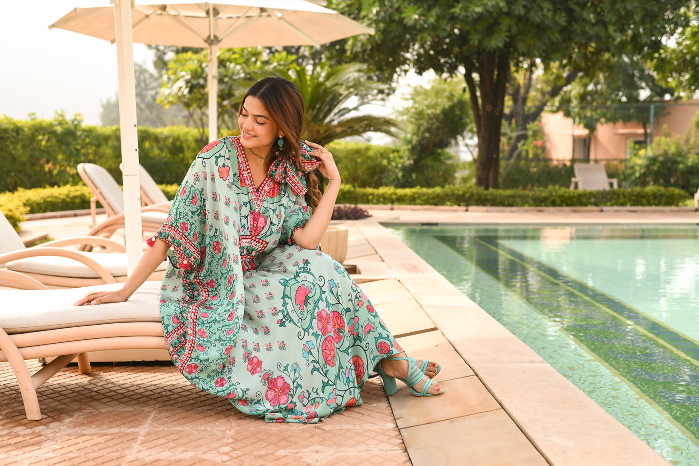 Cadmium Green Side Placement Panel Kaftan