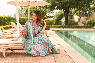 Cadmium Green Side Placement Panel Kaftan