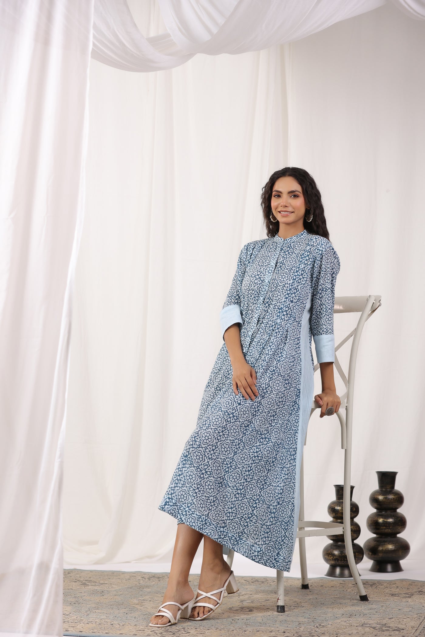 Indigo Blue Pure Block Print Kurta Dress