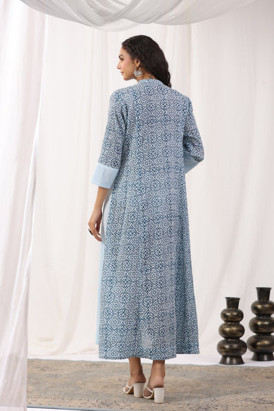 Indigo Blue Pure Block Print Kurta Dress