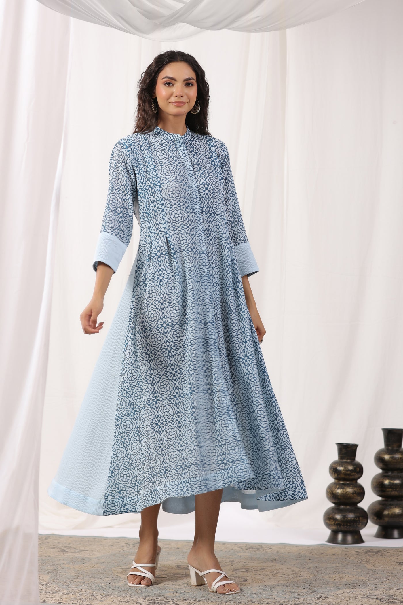 Indigo Blue Pure Block Print Kurta Dress