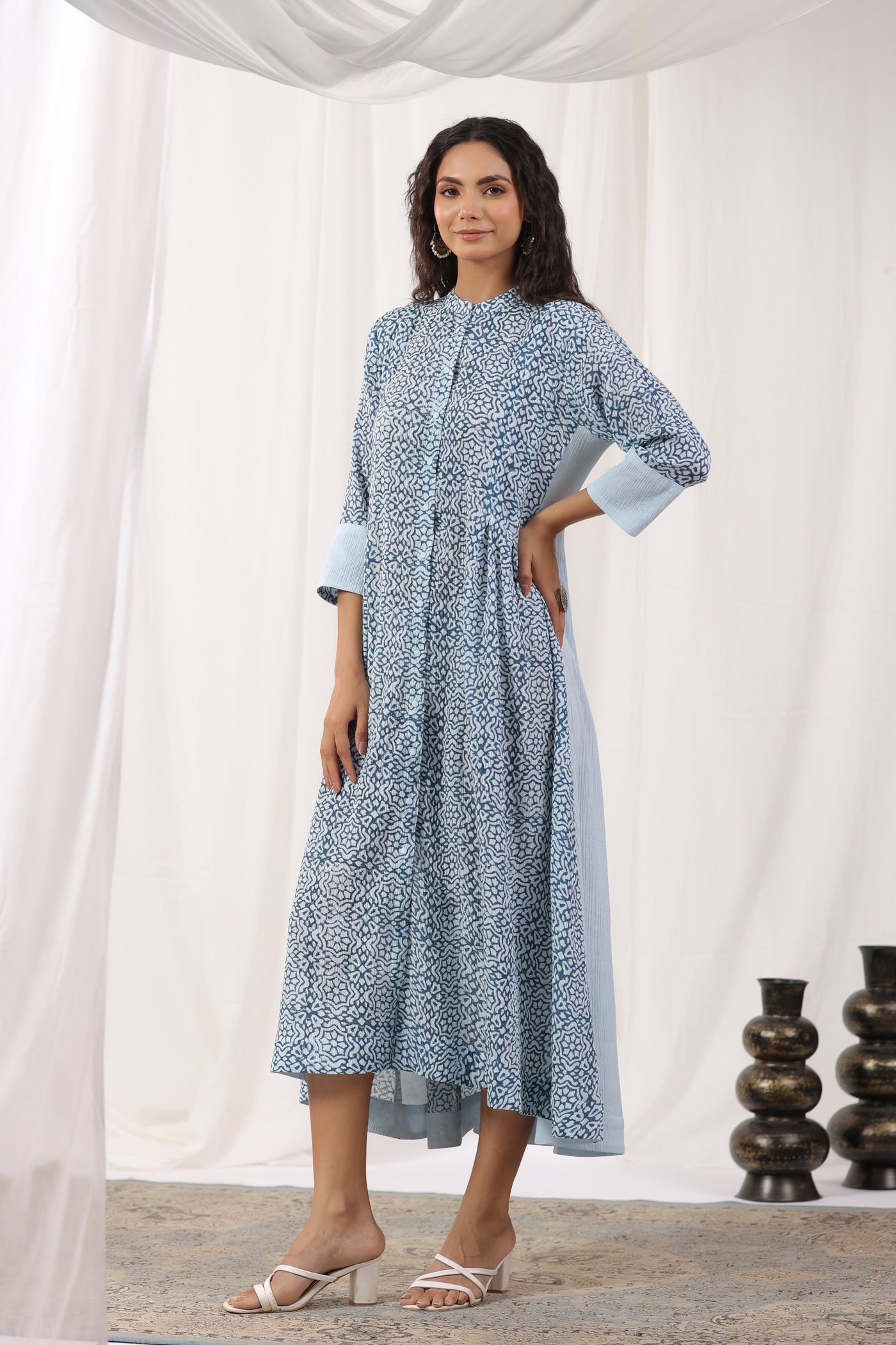 Indigo Blue Pure Block Print Kurta Dress