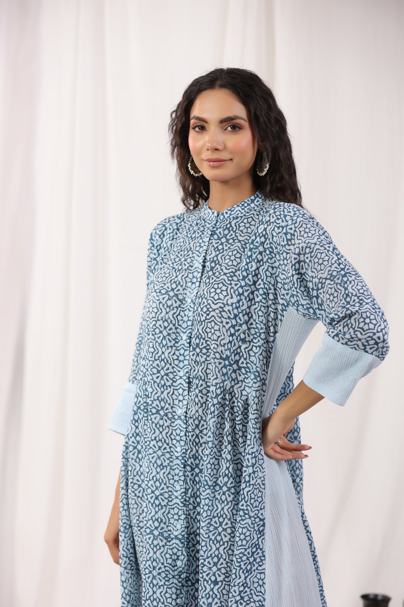 Indigo Blue Pure Block Print Kurta Dress