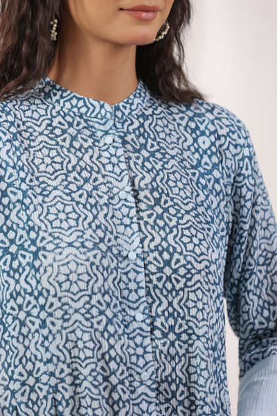 Indigo Blue Pure Block Print Kurta Dress