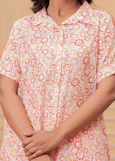 Spring Orange Kurta Set with Back Lace