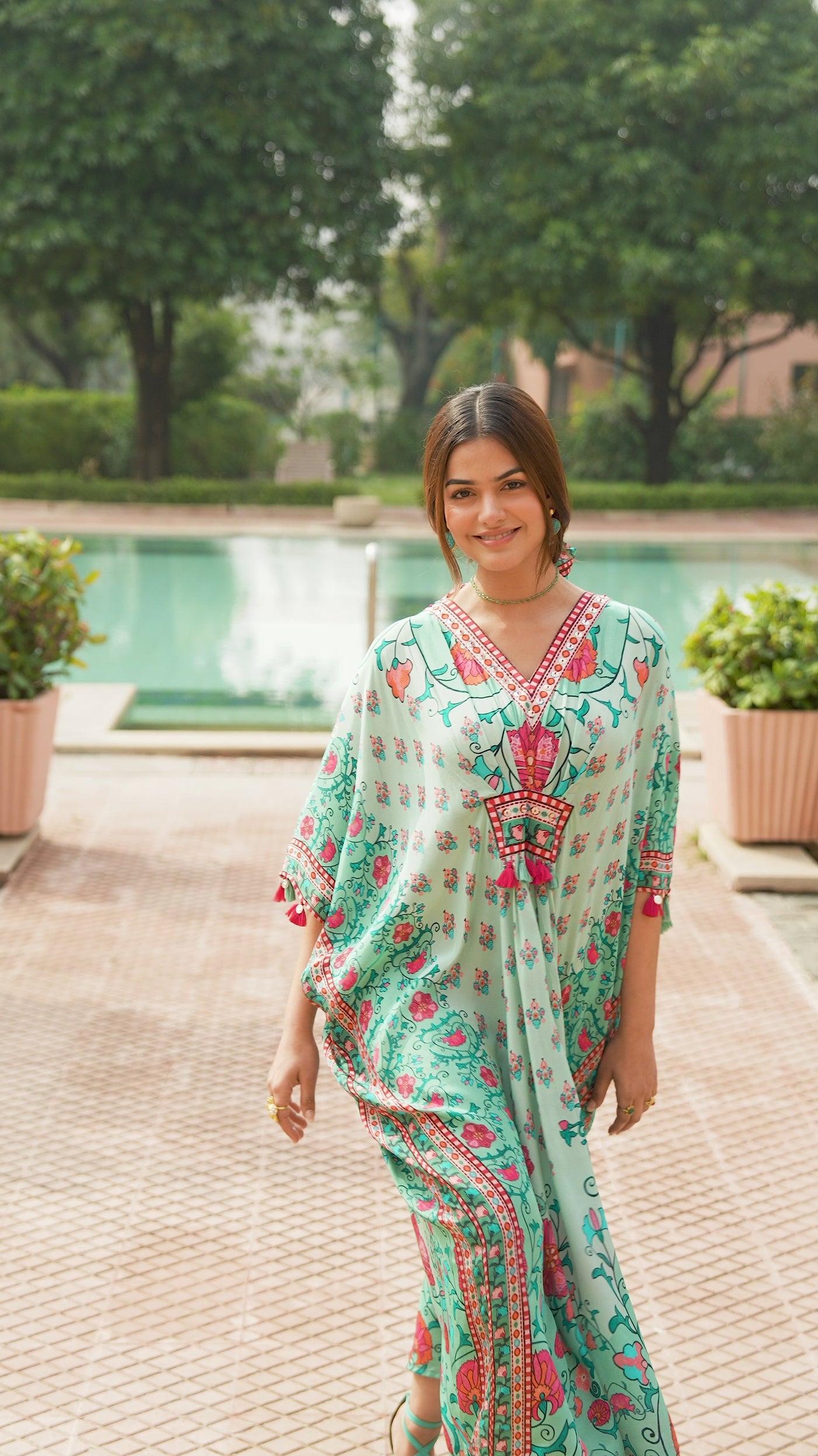 Cadmium Green Side Placement Panel Kaftan