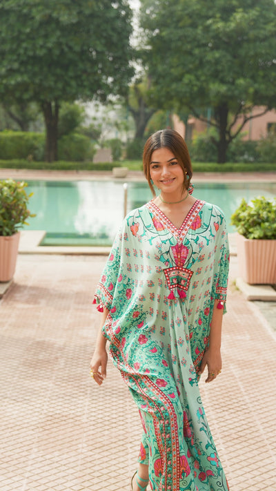 Cadmium Green Side Placement Panel Kaftan