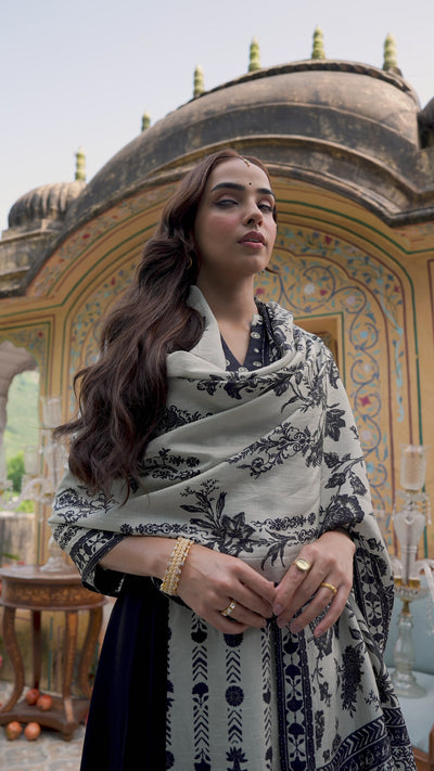 Black and White Shehzadi Anarkali Georgette Suit Set