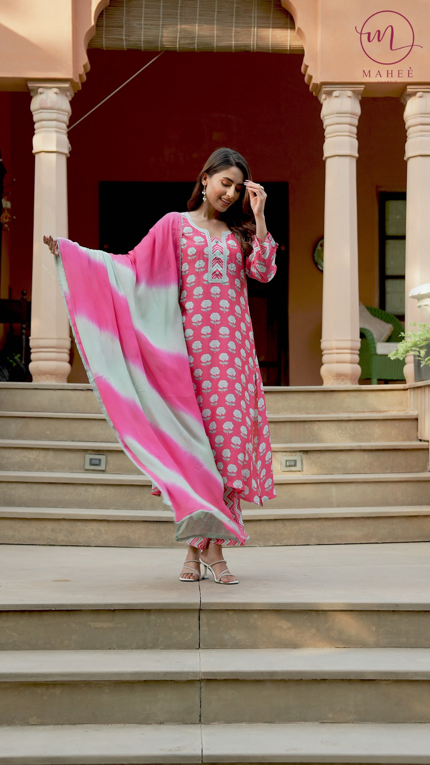 Cardinal Buti Pure Muslin Suit Set with Shaded Chiffon Dupatta